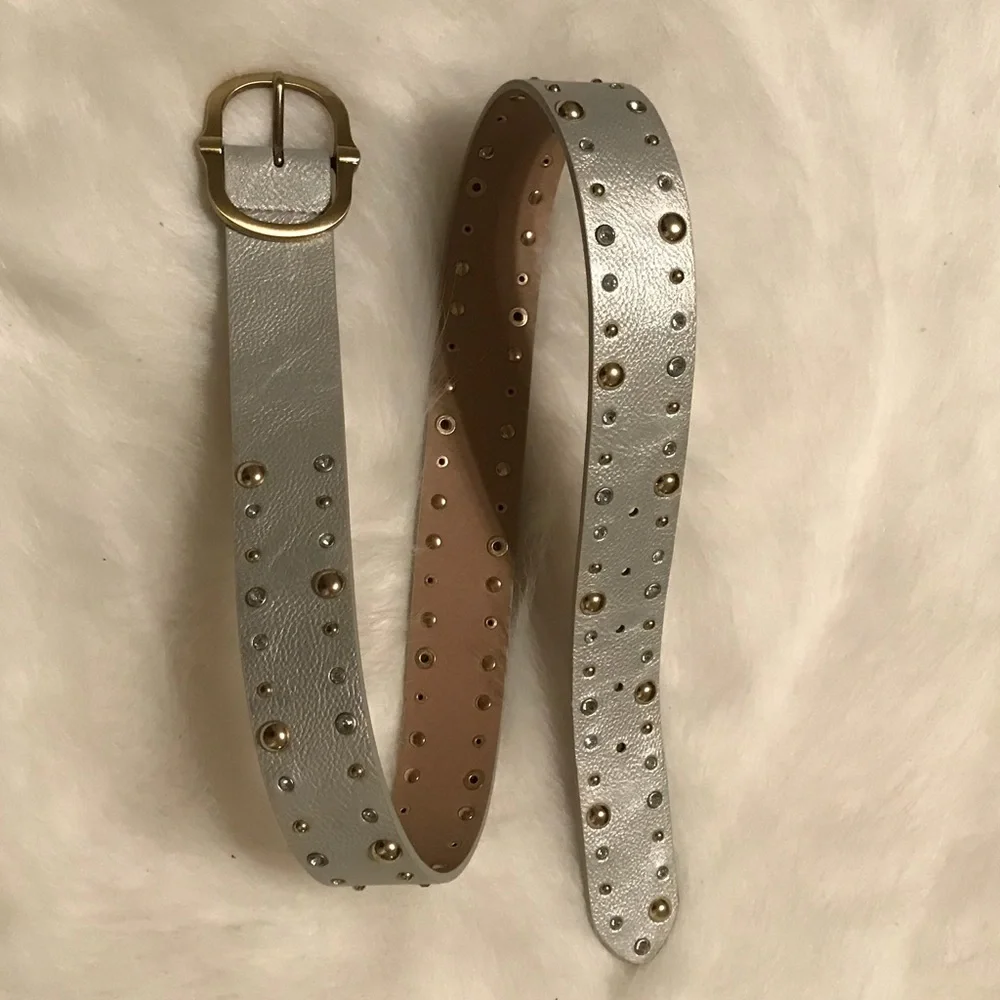 Silver Belt With Brass | Rhinestone Embellishments Ladies Size M Man Made NWT